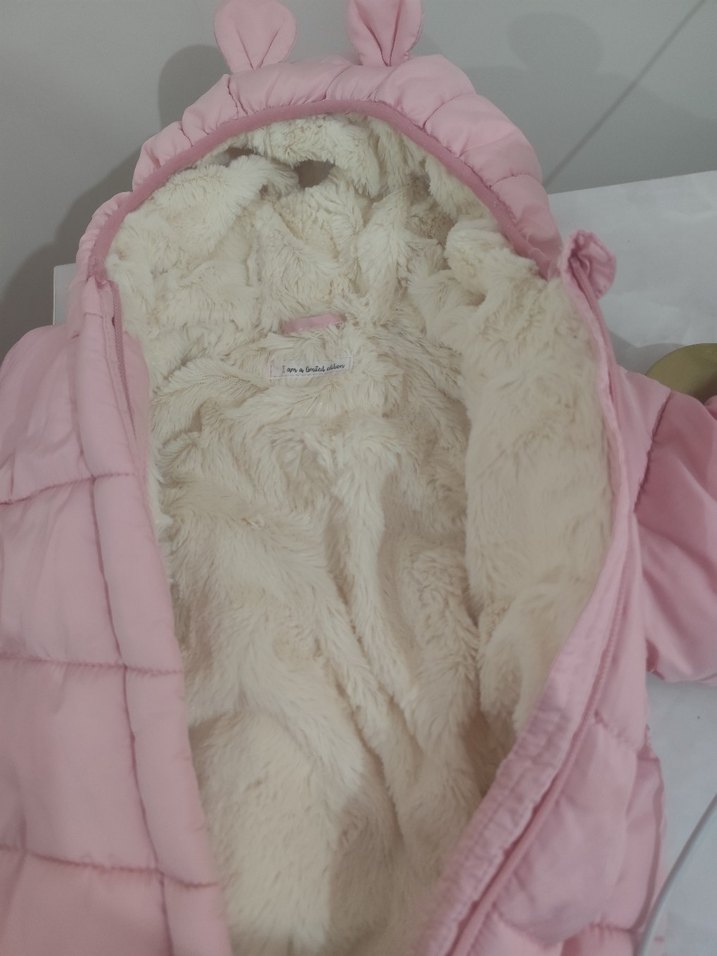 Kız Bebek Pembe Kürklü Tulumu - Görsel 5