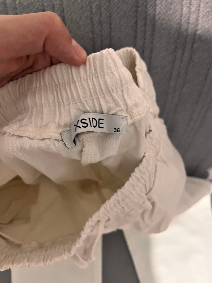 Bej Havuç Kesim Keten Karışımlı Pantolon - Görsel 4