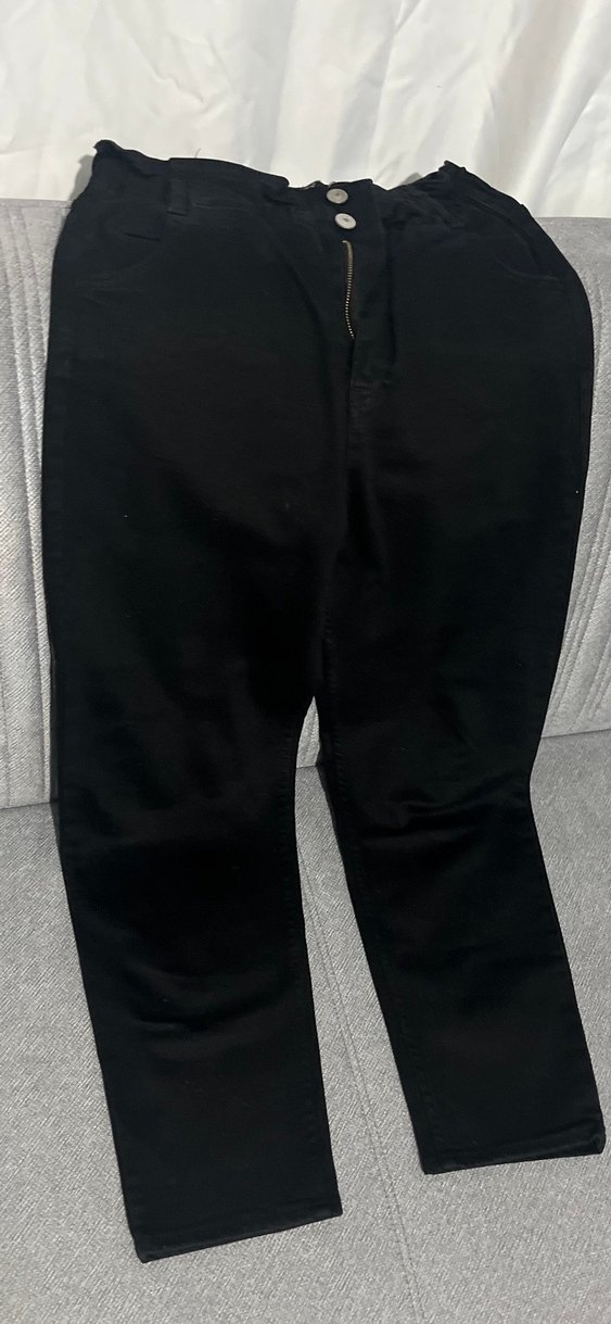 Beli Lastikli Siyah Mom Jean - Görsel 2