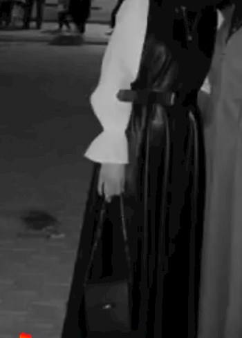 Kemerli, Uzun Kesim Siyah Deri Kadın Jile Elbise - Görsel 5