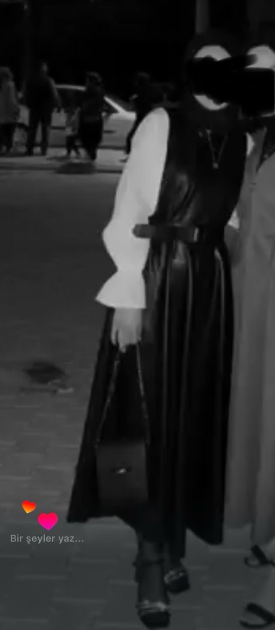 Kemerli, Uzun Kesim Siyah Deri Kadın Jile Elbise - Görsel 5