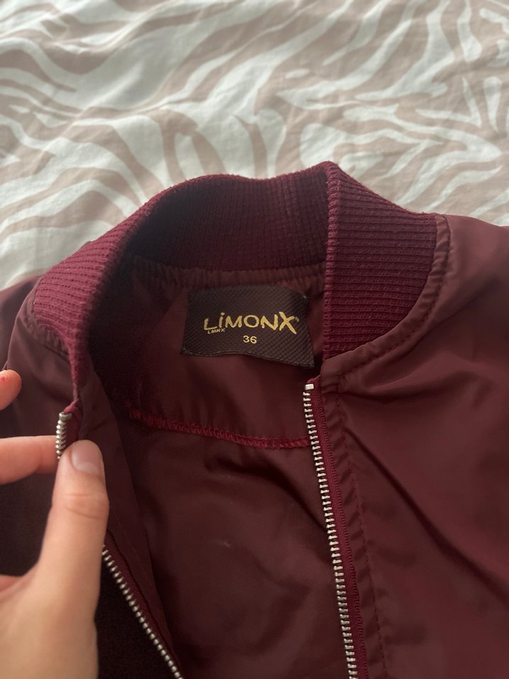 Bordo Kadın Fermuarlı İnce Ceket - Görsel 2