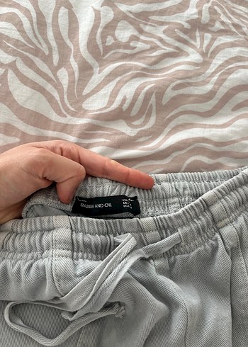 Gri Rahat Kesim Keten Kadın Pantolon - Görsel 5