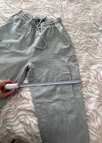 Gri Rahat Kesim Keten Kadın Pantolon - Görsel 2