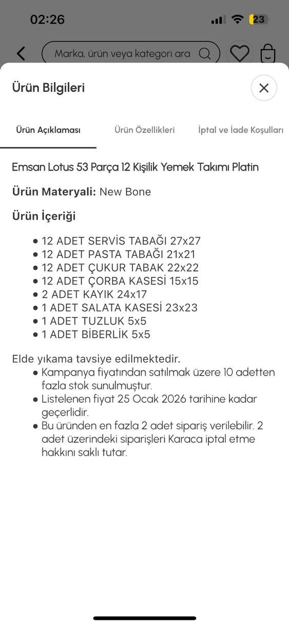 Emsan Lotus 53 Parça 12 Kişilik Yemek Takımı Platin - Görsel 2