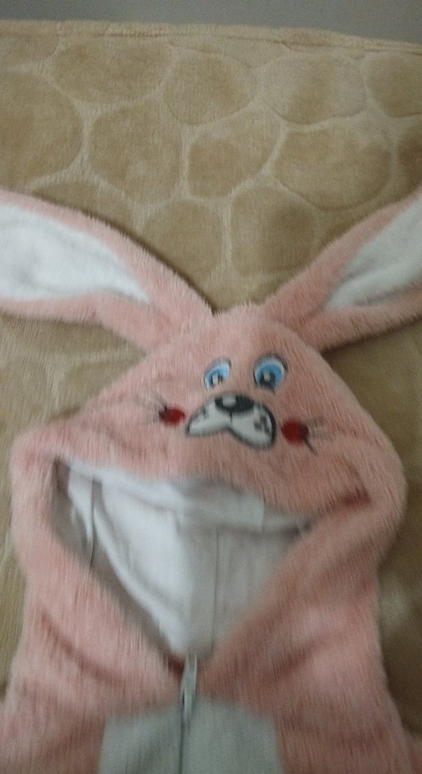 Kız Çocuk Kapüşonlu Pembe Peluş Yelek - Görsel 2