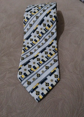 Siyah ve Sarı Desenli Gri Erkek Kravat - Görsel 2
