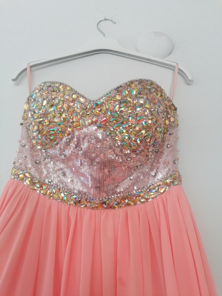 Pudra Pembe Drapeli Uzun Abiye Elbise - Görsel 2