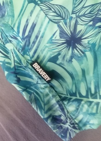 Erkek Yeşil Desenli Mini Plaj Şortu - Görsel 5