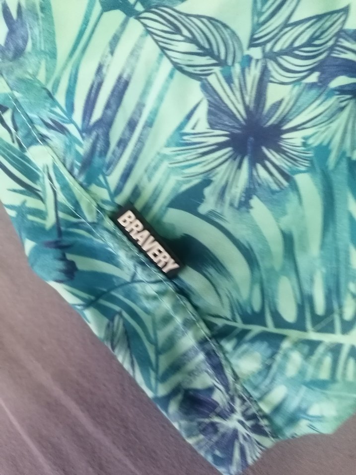 Erkek Yeşil Desenli Mini Plaj Şortu - Görsel 5