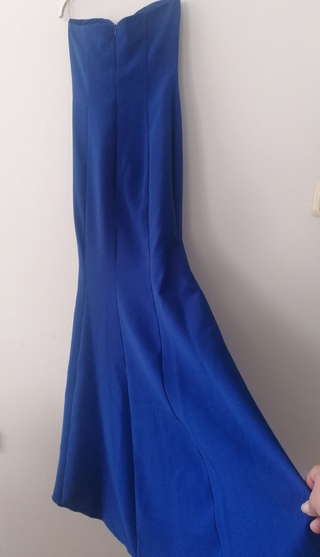 Kadın Lacivert Straplez Uzun Abiye Elbise - Görsel 2