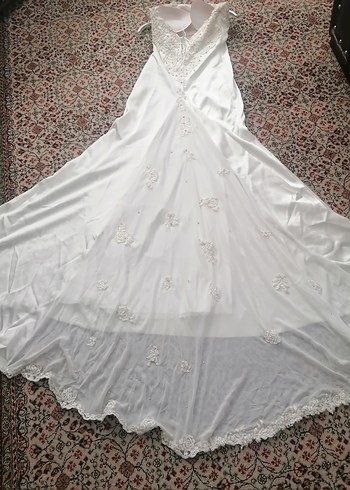 Uzun Straplez Beyaz A Kesim Gelinlik - Görsel 3