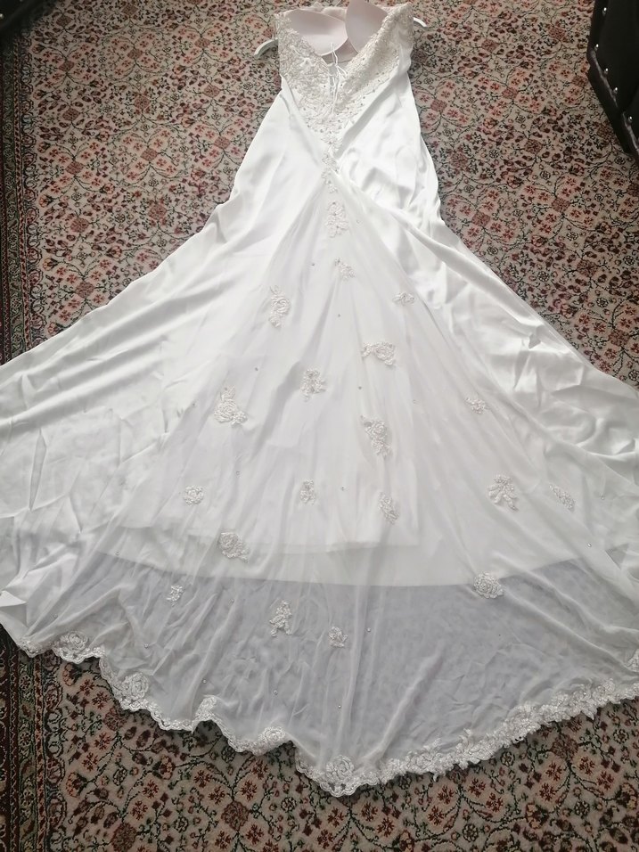 Uzun Straplez Beyaz A Kesim Gelinlik - Görsel 3