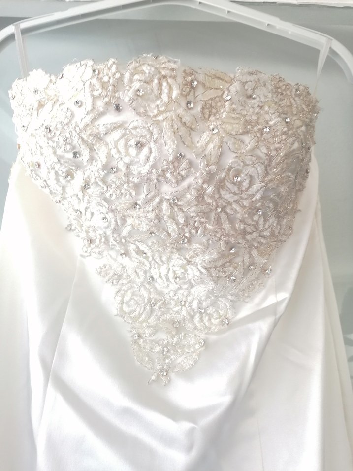 Uzun Straplez Beyaz A Kesim Gelinlik - Görsel 2