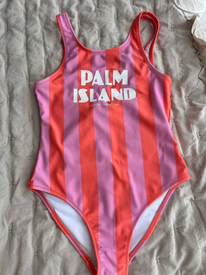 Pembe Çizgili Kız Çocuk Mayo - Görsel 2