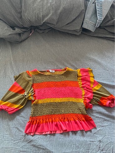 Crop renkli bluz
