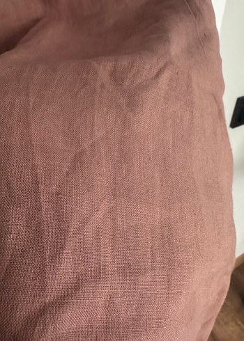 xs Beden Toz pembe Keten Askılı Mini Elbise