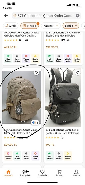 571 collections sırt çantası
