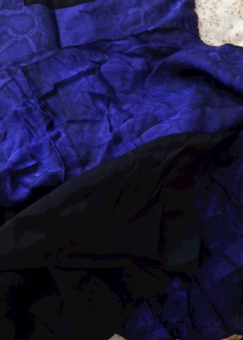 Kadın Mavi Yılan Desenli Midi Elbise - Görsel 6