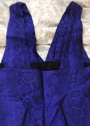 Kadın Mavi Yılan Desenli Midi Elbise - Görsel 5