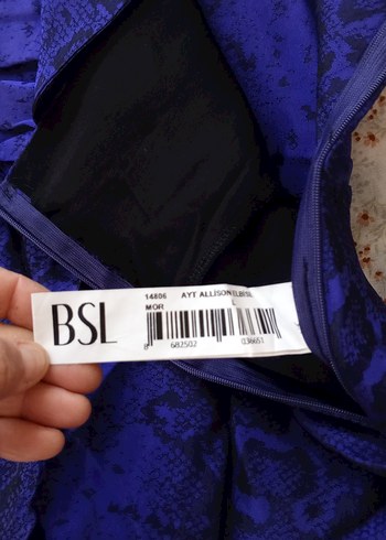 Kadın Mavi Yılan Desenli Midi Elbise - Görsel 7