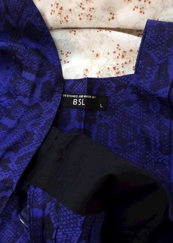 Kadın Mavi Yılan Desenli Midi Elbise - Görsel 4