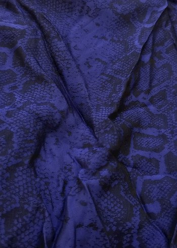 Kadın Mavi Yılan Desenli Midi Elbise - Görsel 2