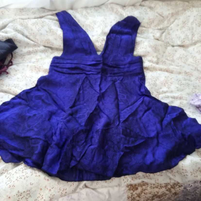 Kadın Mavi Yılan Desenli Midi Elbise - Görsel 3