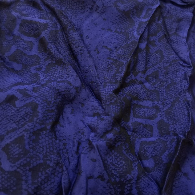 Kadın Mavi Yılan Desenli Midi Elbise - Görsel 2