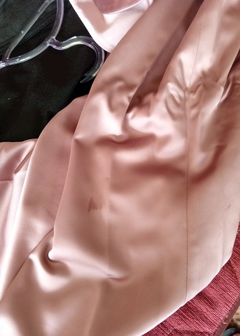 Pembe Straplez Uzun Drapeli Kadın Abiye Elbise - Görsel 7