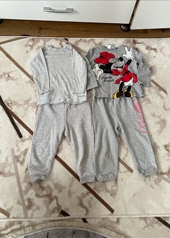 Kız Gri Bol Kesim Örme Eşofman Takımı - Görsel 2