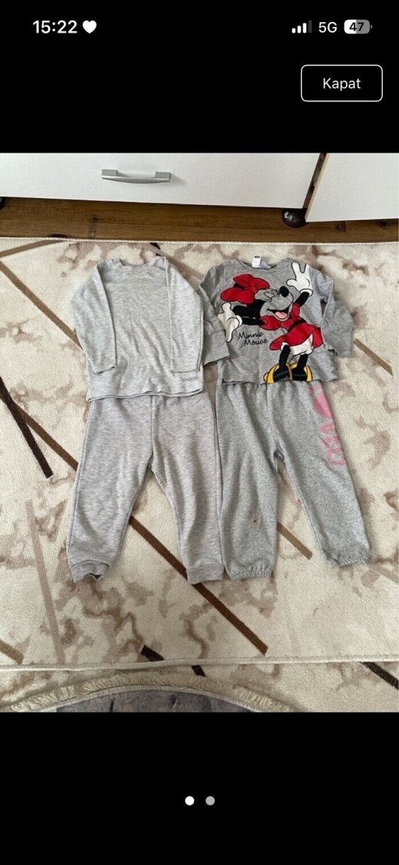 Kız Gri Bol Kesim Örme Eşofman Takımı - Görsel 2