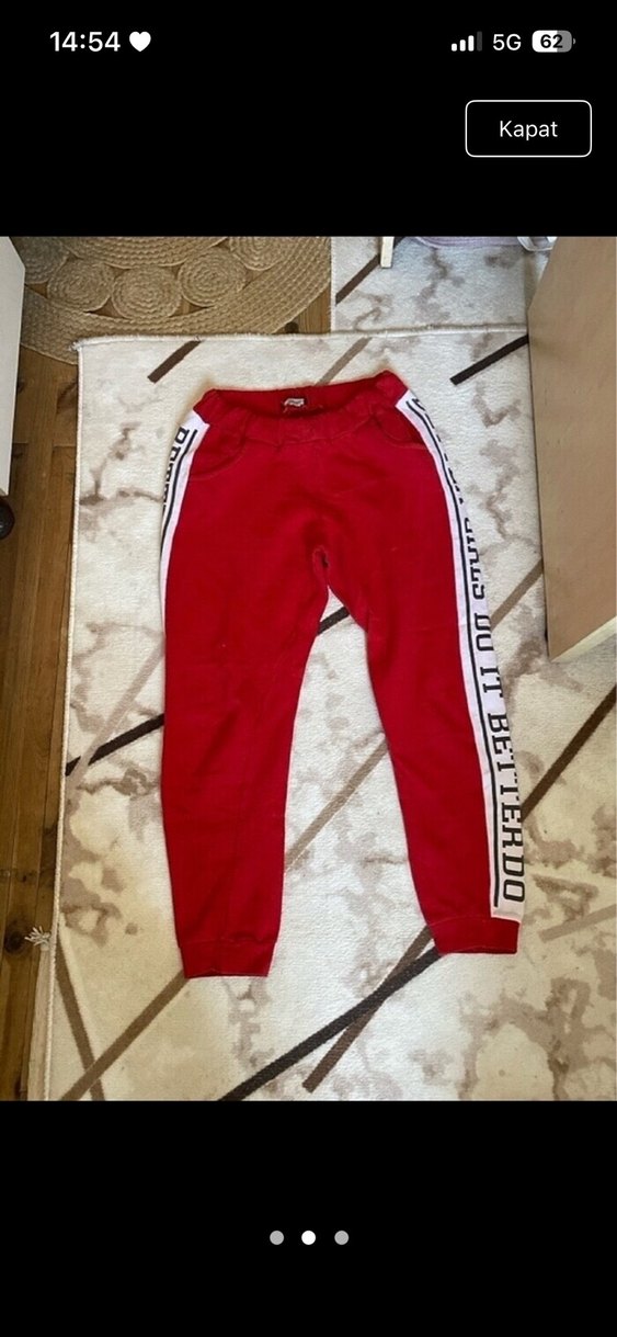 Kızlar için Kırmızı Rahat Eşofman Altı - Görsel 2