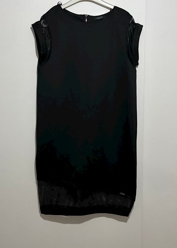 Drapeli Siyah Midi Kadın Triko Elbise - Görsel 3