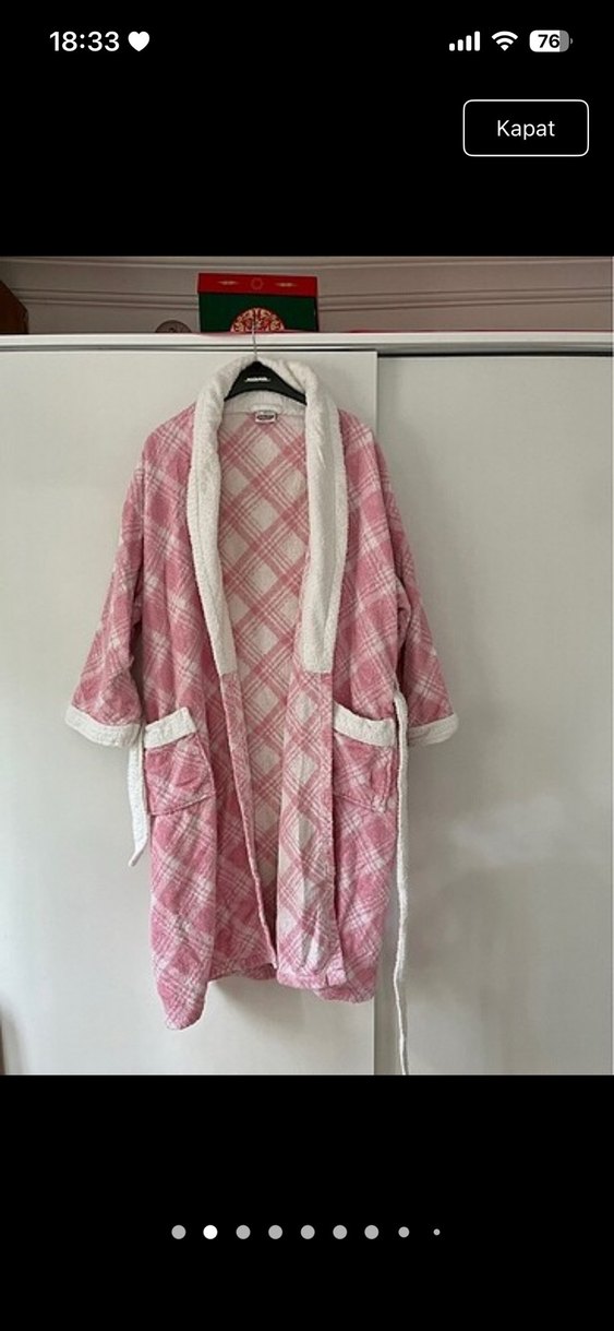 Uzun Kollu Pembe Kadın Sabahlık - Görsel 2