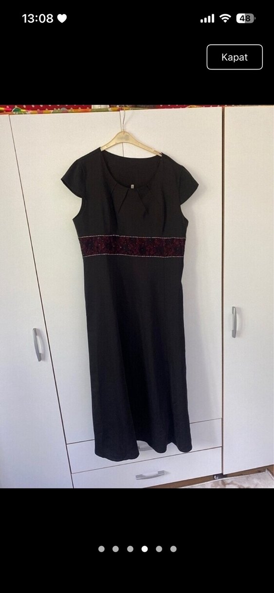 Bordo Nakışlı Uzun Kadın Takım Elbise - Görsel 4