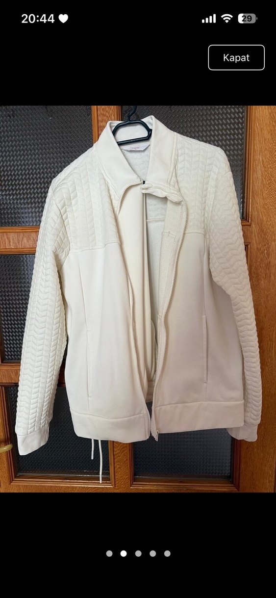 Beyaz Fermuarlı Kadın Ceket - Görsel 2