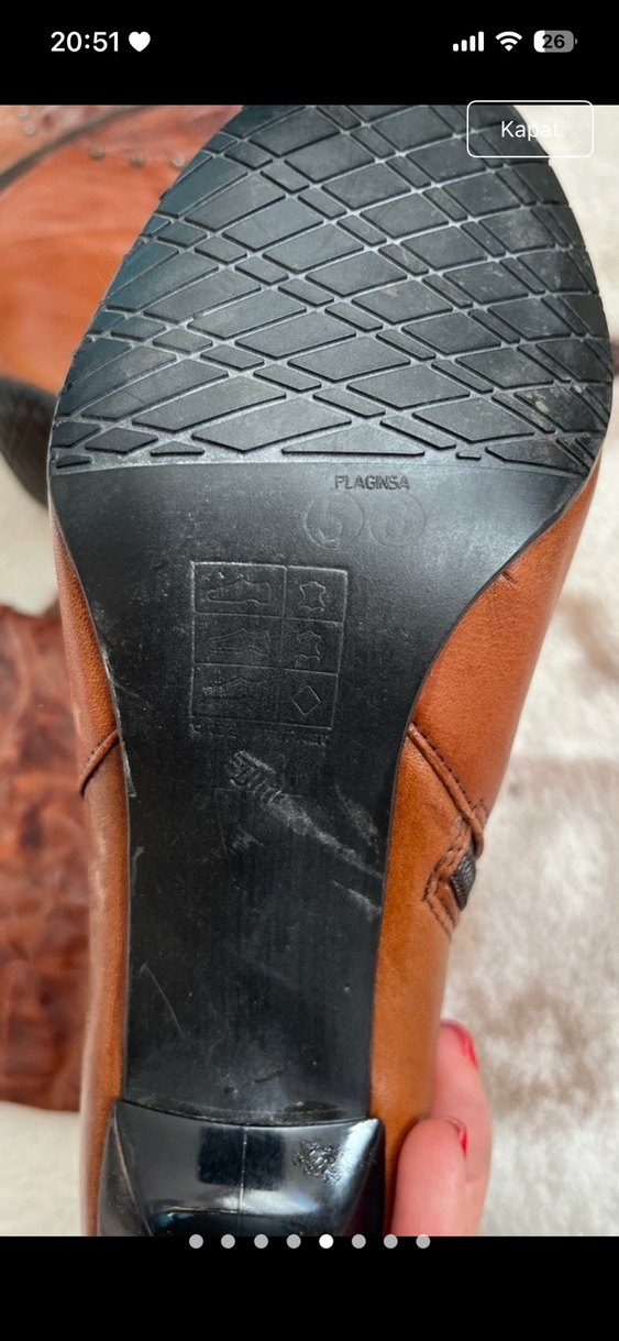 Kahverengi Deri Diz Üstü Topuklu Bot - Görsel 5