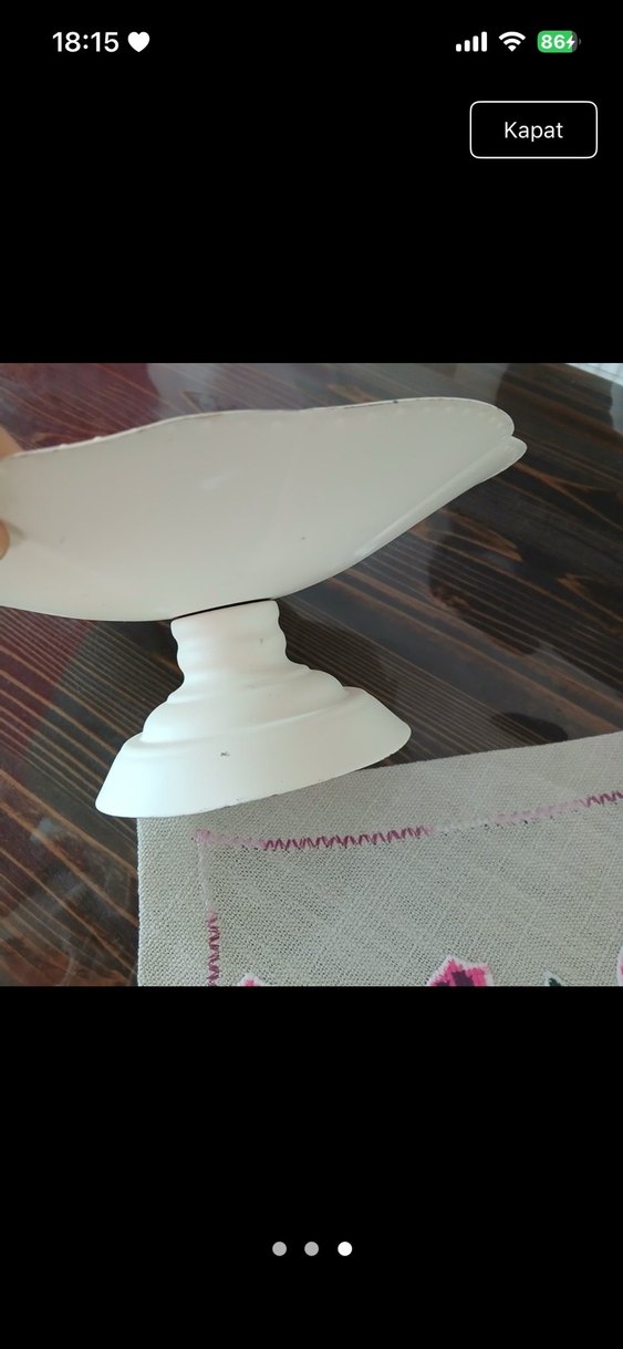 Beyaz Vintage Seramik Kuş Figürlü Tabak - Görsel 3