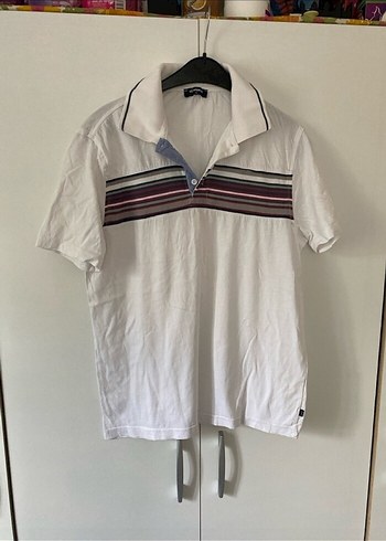 Düğmeli Beyaz Erkek Polo Tişört - Görsel 2