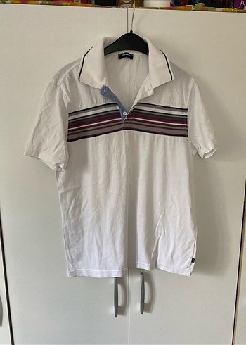 Düğmeli Beyaz Erkek Polo Tişört - Görsel 3