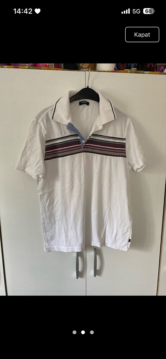 Düğmeli Beyaz Erkek Polo Tişört - Görsel 2