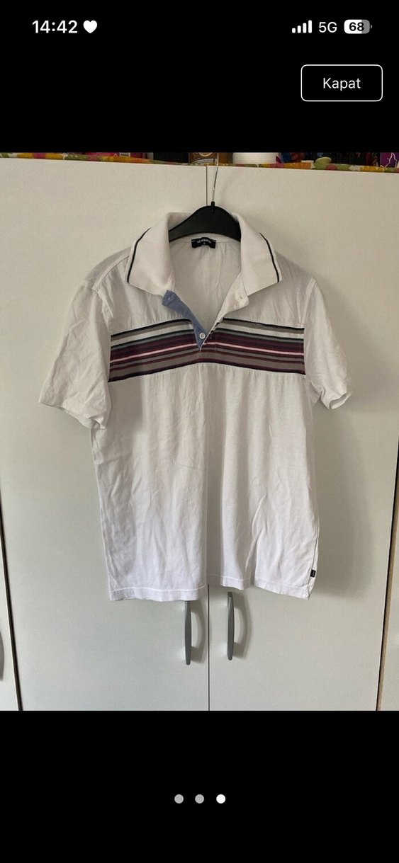 Düğmeli Beyaz Erkek Polo Tişört - Görsel 3
