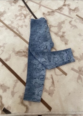 Kız Çocuk Mavi Kalpli Denim Tayt - Görsel 2