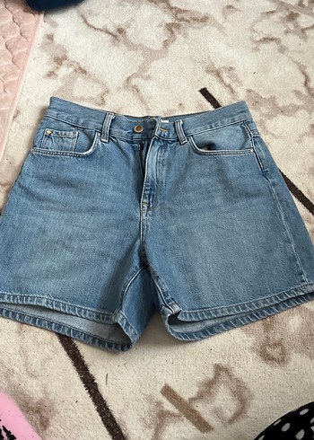 Kadın Mavi Loose Fit Mini Denim Şort - Görsel 3