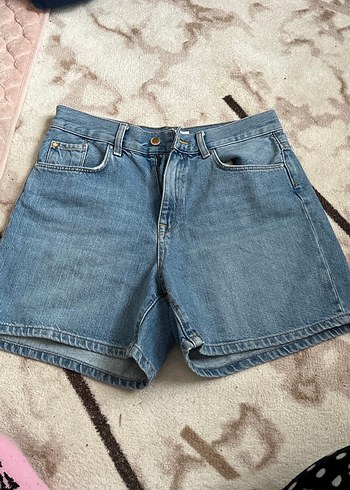 Kadın Mavi Loose Fit Mini Denim Şort - Görsel 2