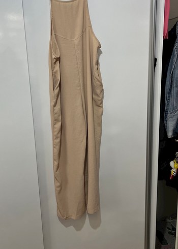 Bej Keten Uzun Kadın Tulum - Görsel 2