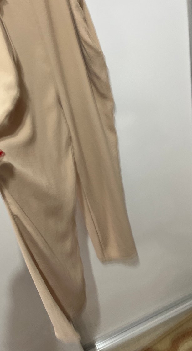 Bej Keten Uzun Kadın Tulum - Görsel 5