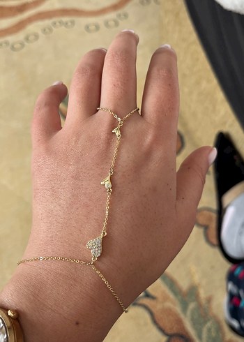 Yılan Desenli Altın Renk Zincirli Kadın El Zinciri - Görsel 2