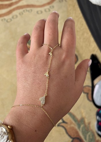 Yılan Desenli Altın Renk Zincirli Kadın El Zinciri - Görsel 4